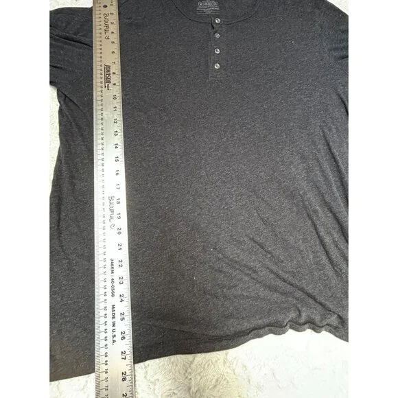 Vince Men's 100% Pima Cotton Long Sleeve Henley Shirt XXL Heather Gray Pullover
